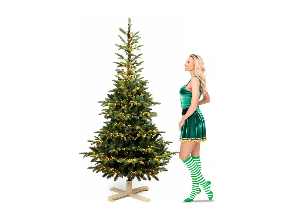 Robin WW - Árbol de Navidad con efecto realista con luces LED ø111x210H, 731 ramas