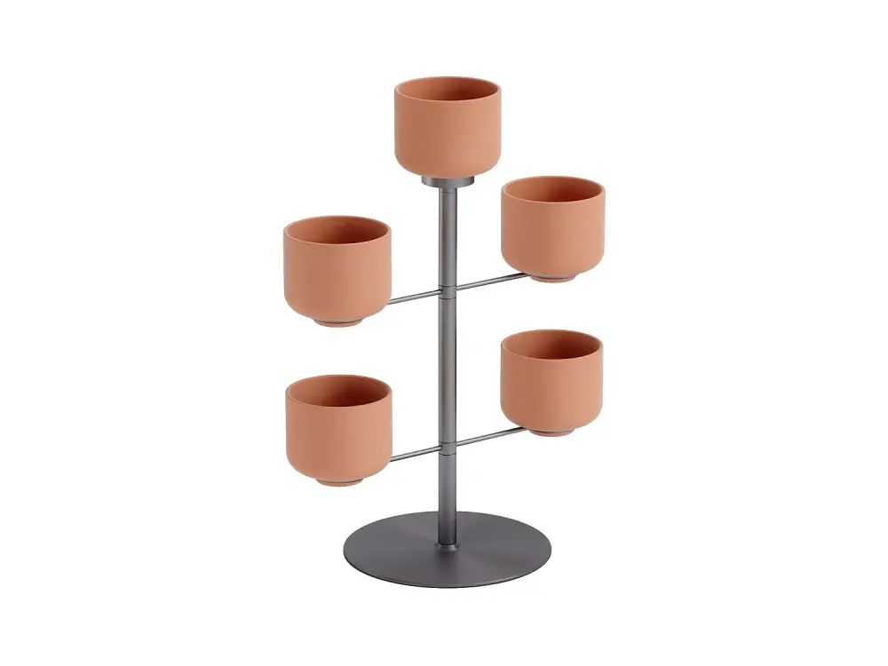 Soporte para plantas con 5 macetas de Terrapotta
