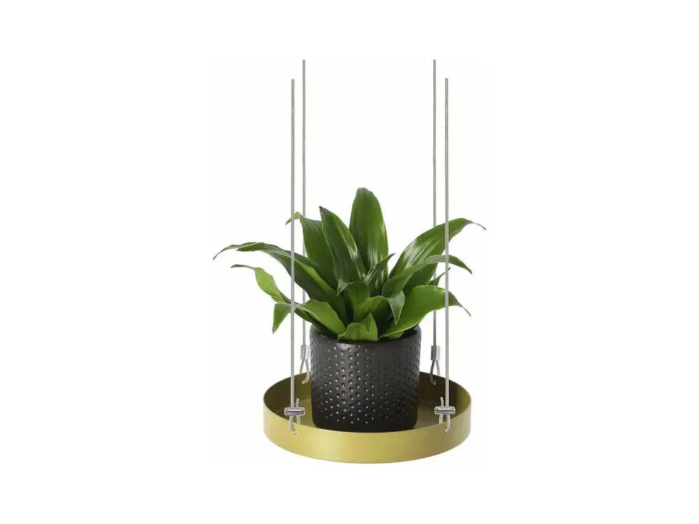 Soporte de planta redondo para colgar dorado Diámetro de 14 cm