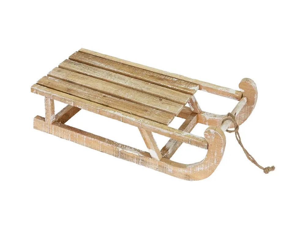 Trineo decorativo navideño de madera marrón con LEDs blanco ECD Germany