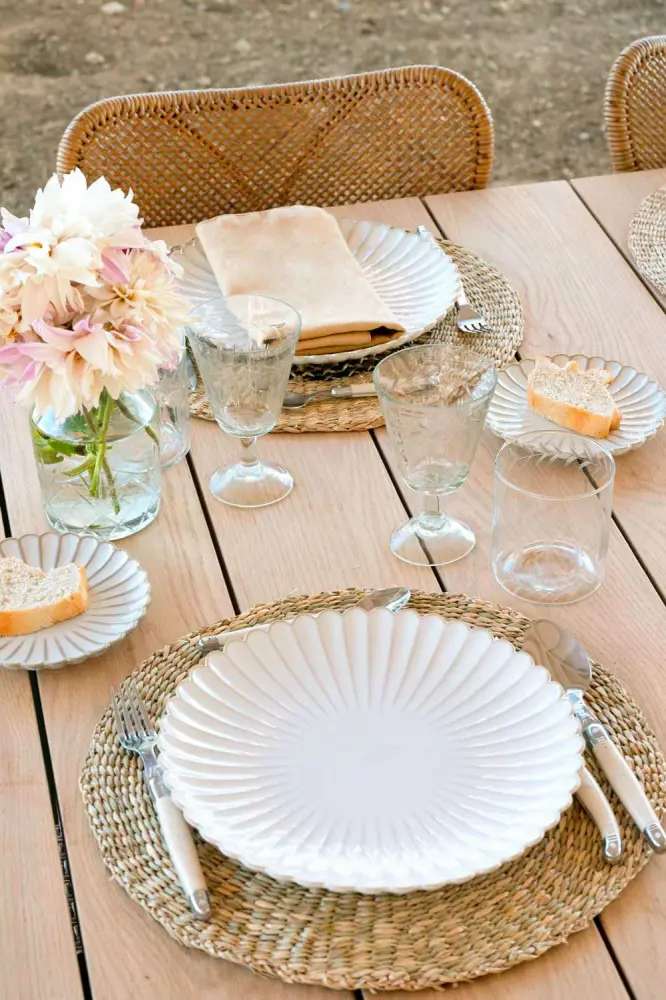 Arte Abstracto Assiette plate Fleur blanche CO