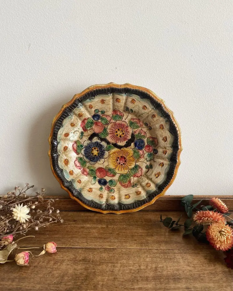 Assiette décorative jolies fleurs peintes à la main Set de 3 Piezas