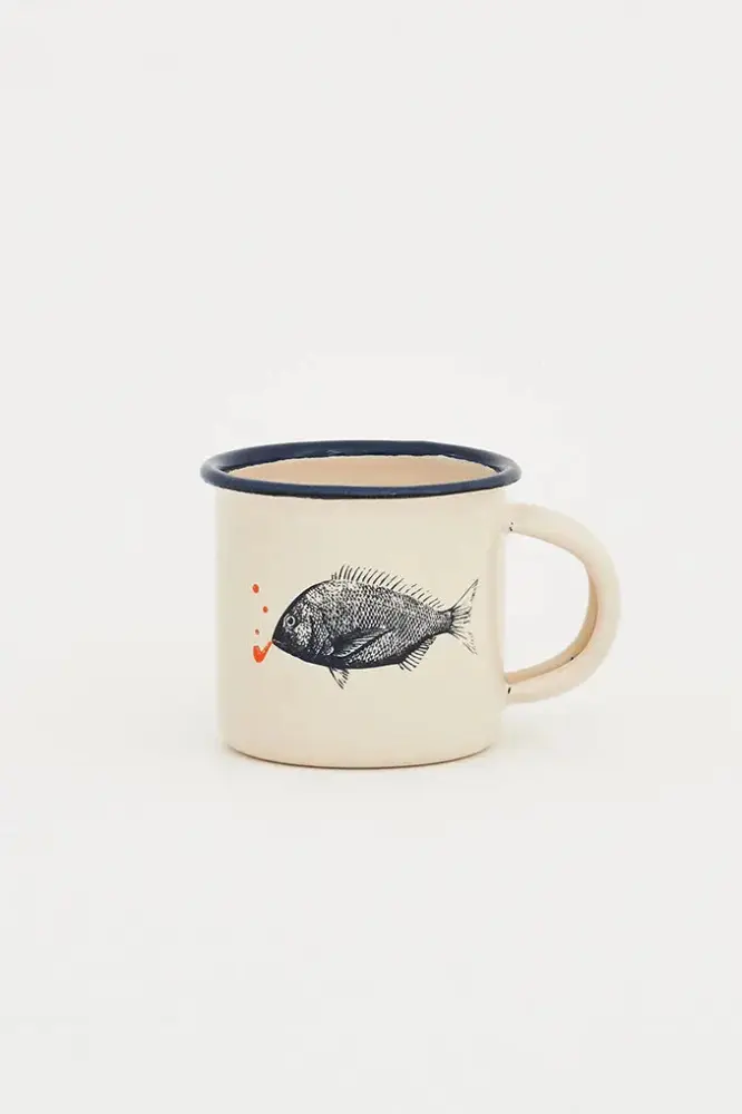 Mini Mug peces en metálico esmaltado ø: 5 cm - h: 5 cm con Marco de Madera