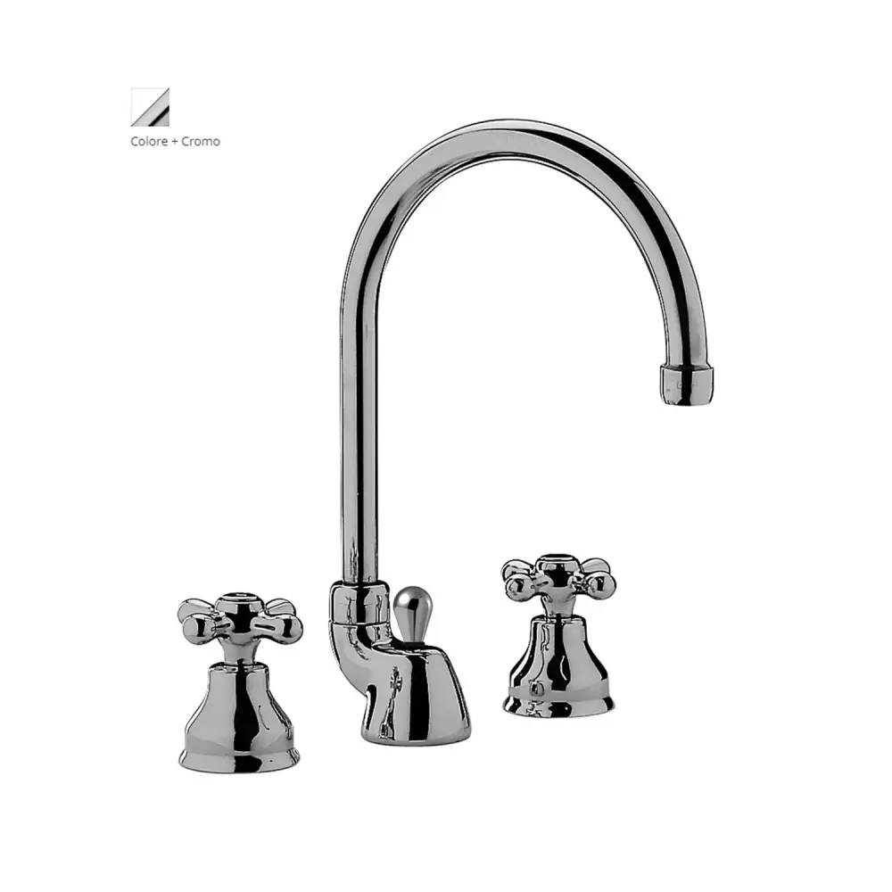 Batteria lavabo 3 fori con canna orientabile Paffoni serie Iris - Bianco