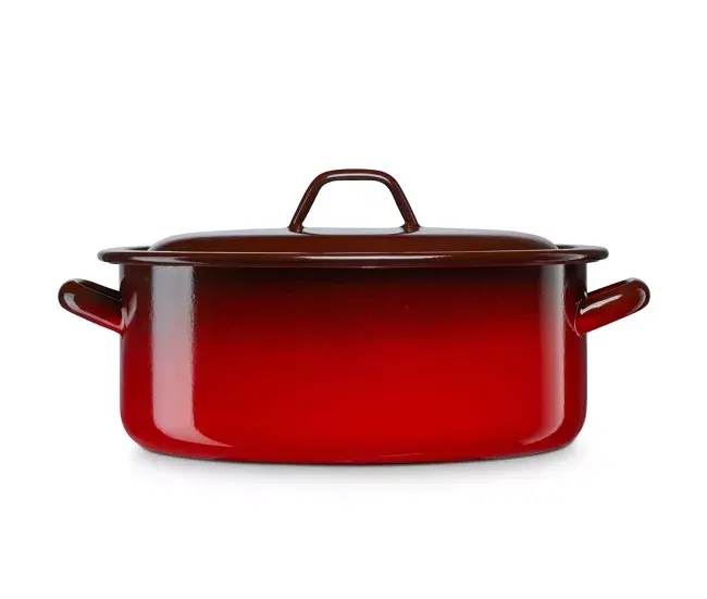 Briebe Ignea Cacerola Inducción 34cm Cazuela 12,5 L Amplio, Tapa, Acero Esmaltado Fuego Horno, Vintage, , Rojo