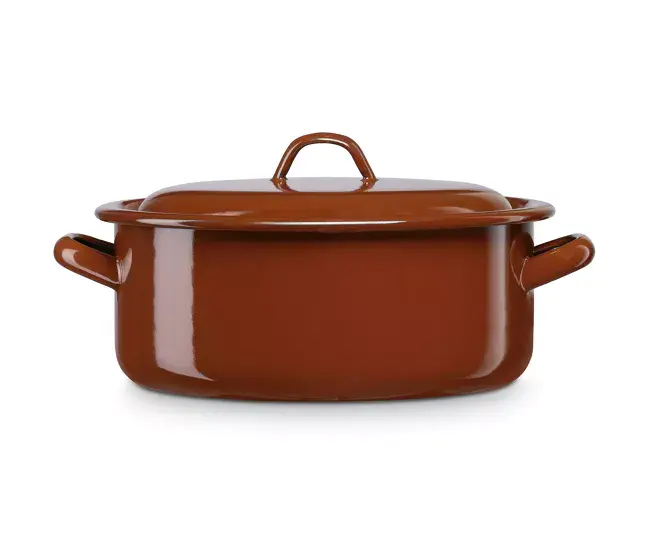 Briebe Terra Cacerola Inducción 26cm Cazuela 5,5 L Grande, Tapa, Acero Esmaltado Fuego Horno, Antiguo, , Marrón