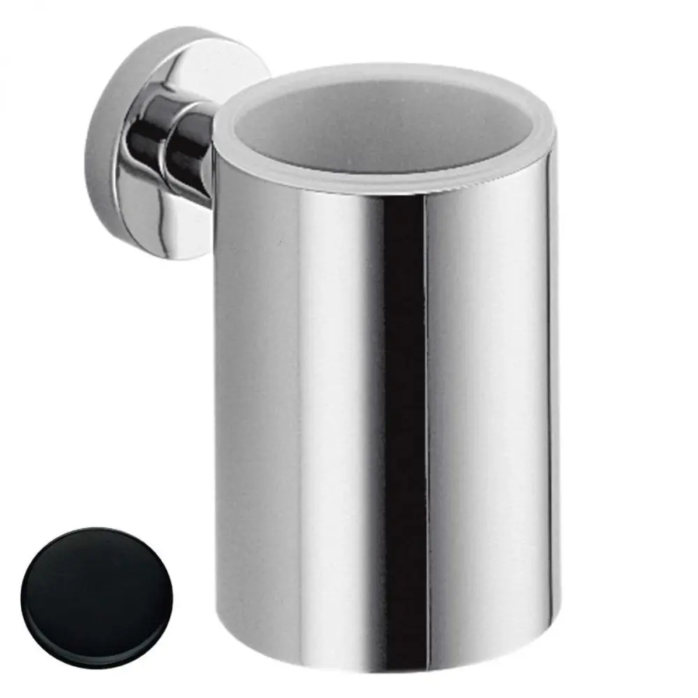 Porta spazzolini da bagno vetro e ottone nero opaco collezione Plus di Colombo Design