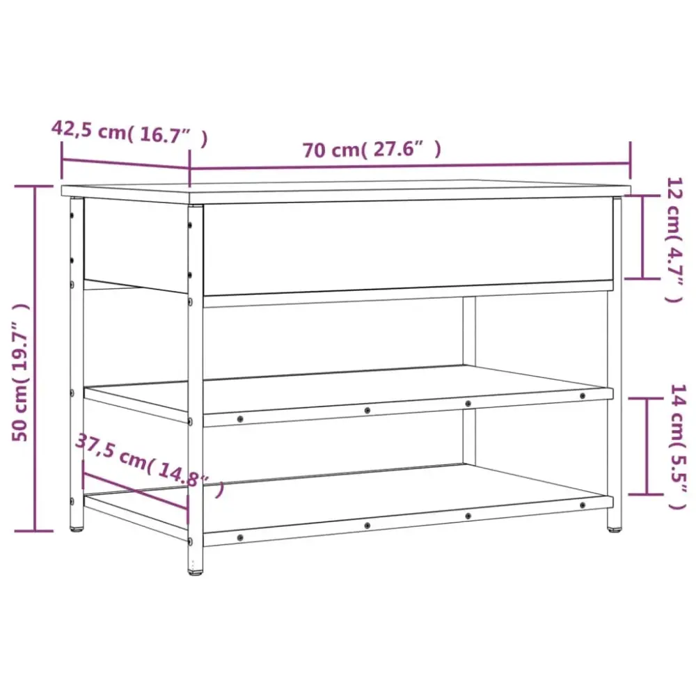 Banco zapatero Lovi con 2 estantes inferiores 50x70x42,5 cm