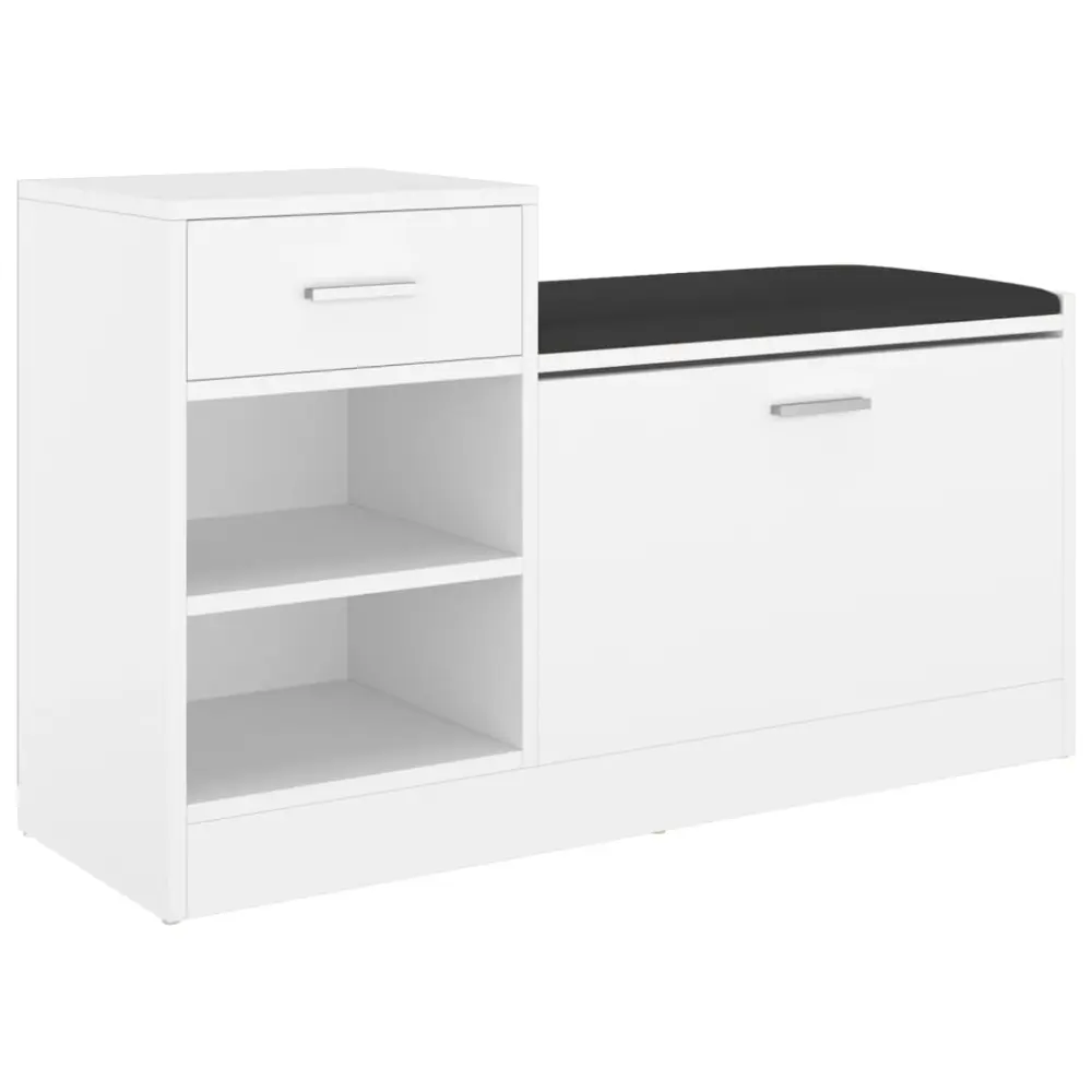 vidaXL banco zapatero de madera contrachapada blanco 94,5x31x57 cm