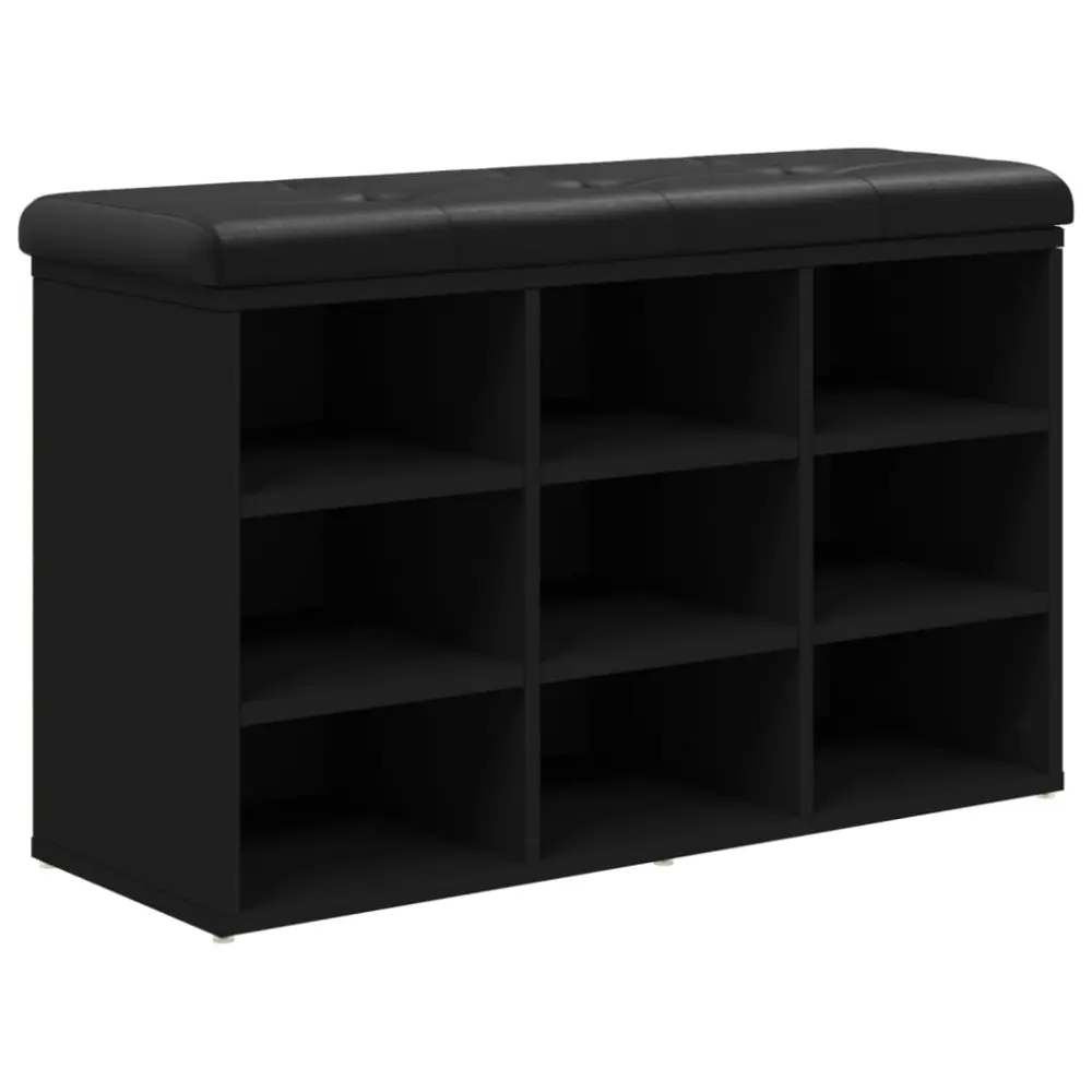 vidaXL banco zapatero madera de ingenierí negro 82x32x50 cm