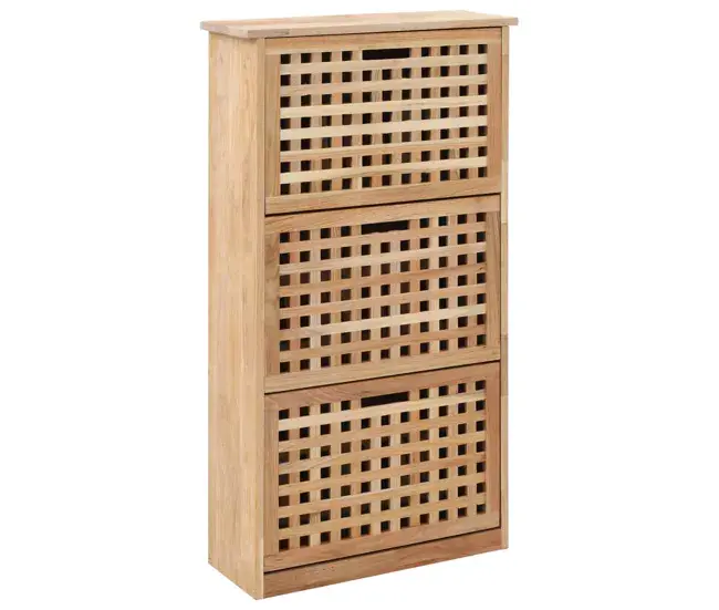vidaXL Mueble zapatero de madera maciza de nogal 55x20x104 cm