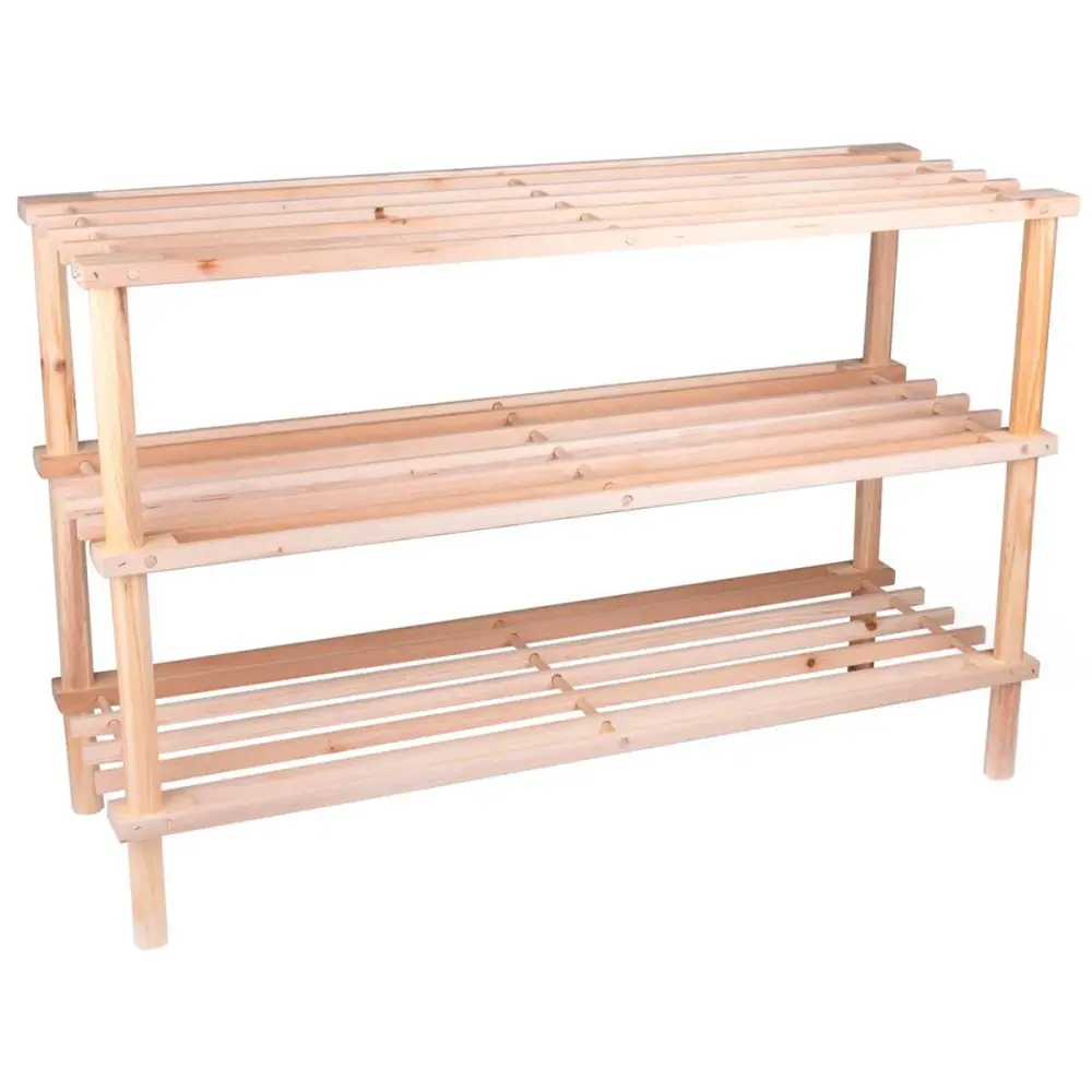 Zapatero Alpina 3 niveles 10 pares madera 48,5x74x26 cm