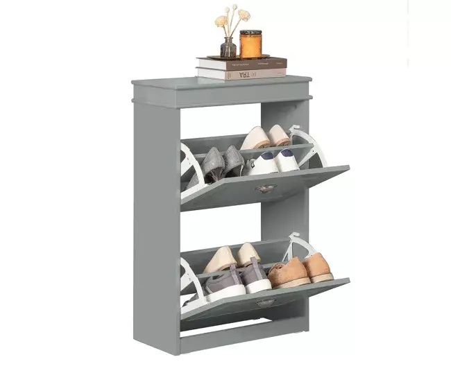 Zapatero con 2 Puertas Organizador para Zapatos 53 x 24 x 82 cm Gris FSR78-HG SoBuy
