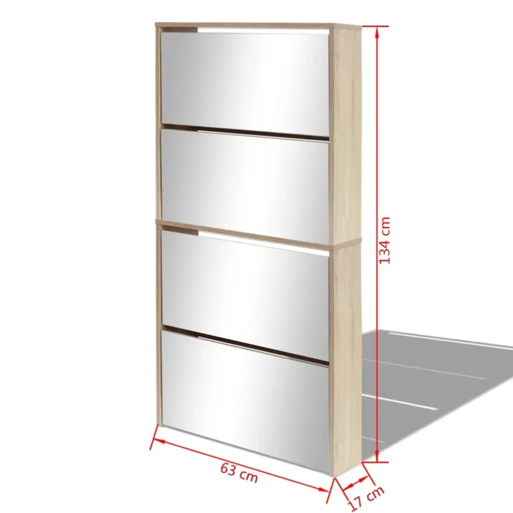 Zapatero Fósforo 4 niveles con espejo 134x63x17 cm