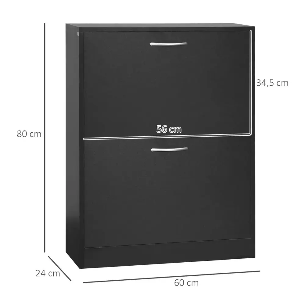 Zapatero Heracles Homcom 2 puertas 8 pares de zapatos negro 80x60x24 cm