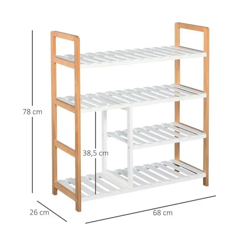 Zapatero Homcom 4 baldas madera/blanco 78x68x26 cm