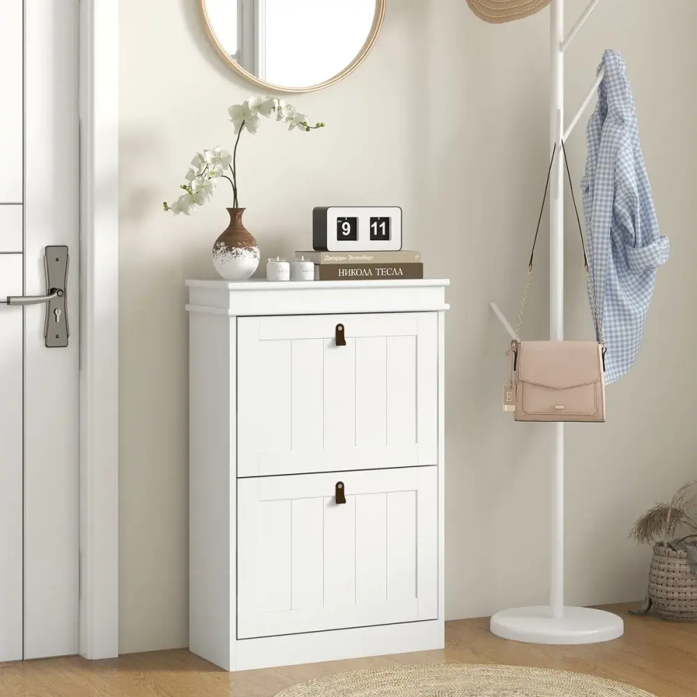 Zapatero Somer Homcom 2 puertas 10 pares blanco 82,5x54x24 cm
