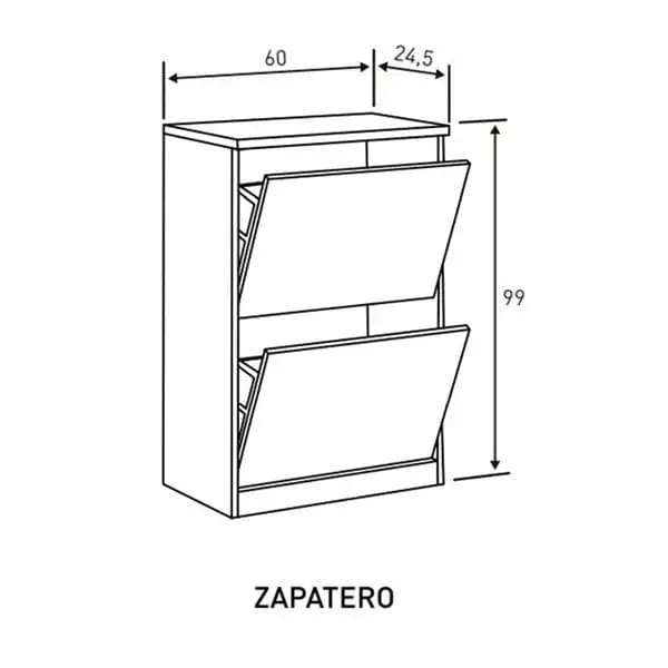 Zapatero Trivial 2 puertas cambria/grafito 99x60x24,5 cm