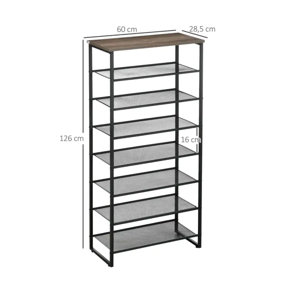 Zapatero Zuek Homcom 8 niveles 21-24 pares negro 126x60x28,5 cm