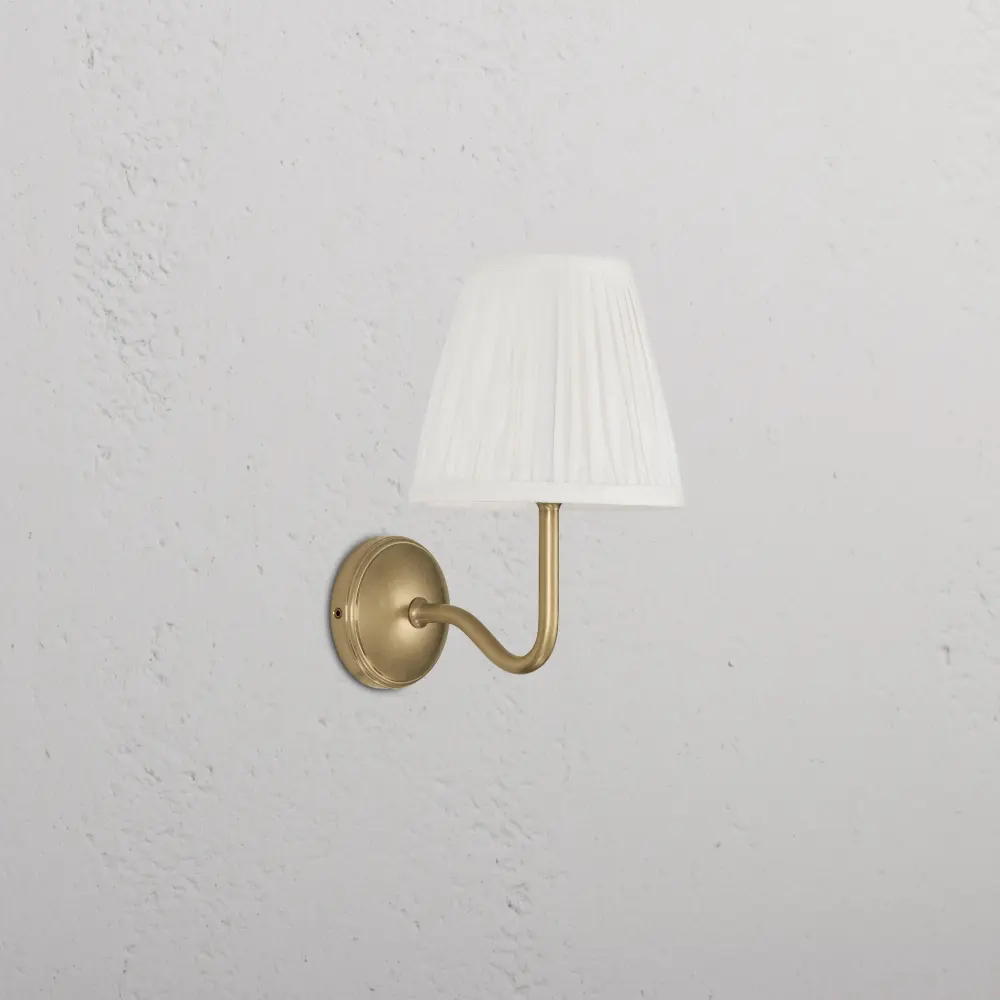 Malvern Kleine Wandlamp Geplooid Alabaster Wit - Antiek Messing