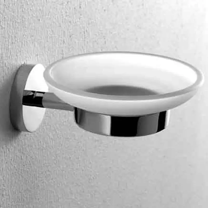 Portasapone da muro Ottone cromato lucido con contenitore vetro satinato modello Life ARES