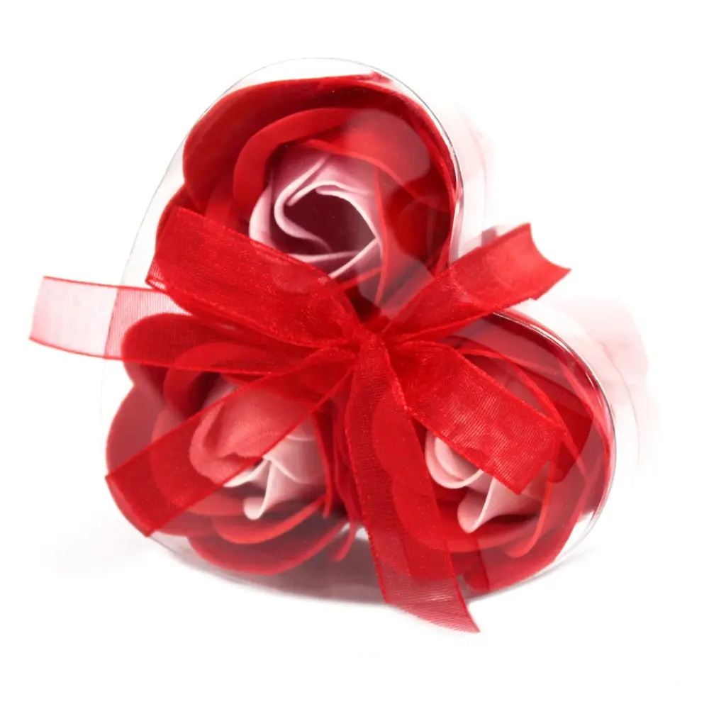 Bouquet 3 Flores ROSAS ROJAS en Caja de Regalo