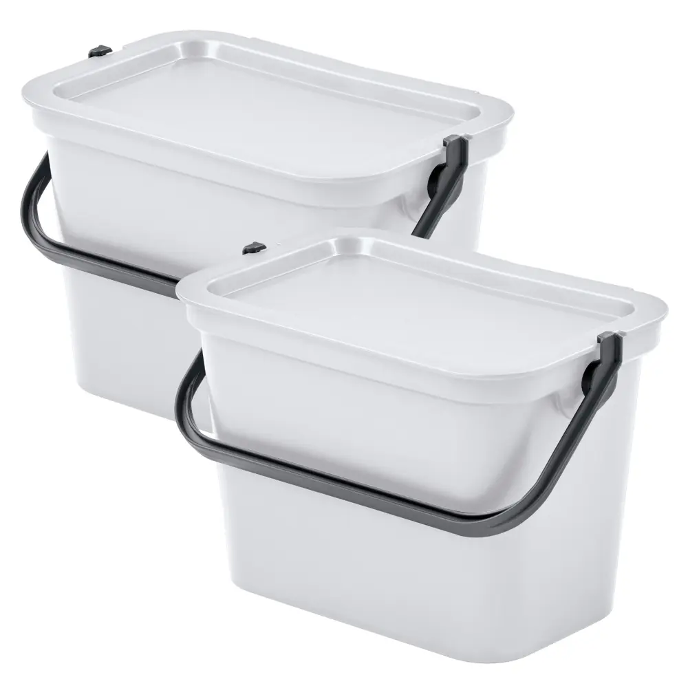 Cubo de Reciclaje Tontarelli set de 2 papeleras moda 5l blanco con asa