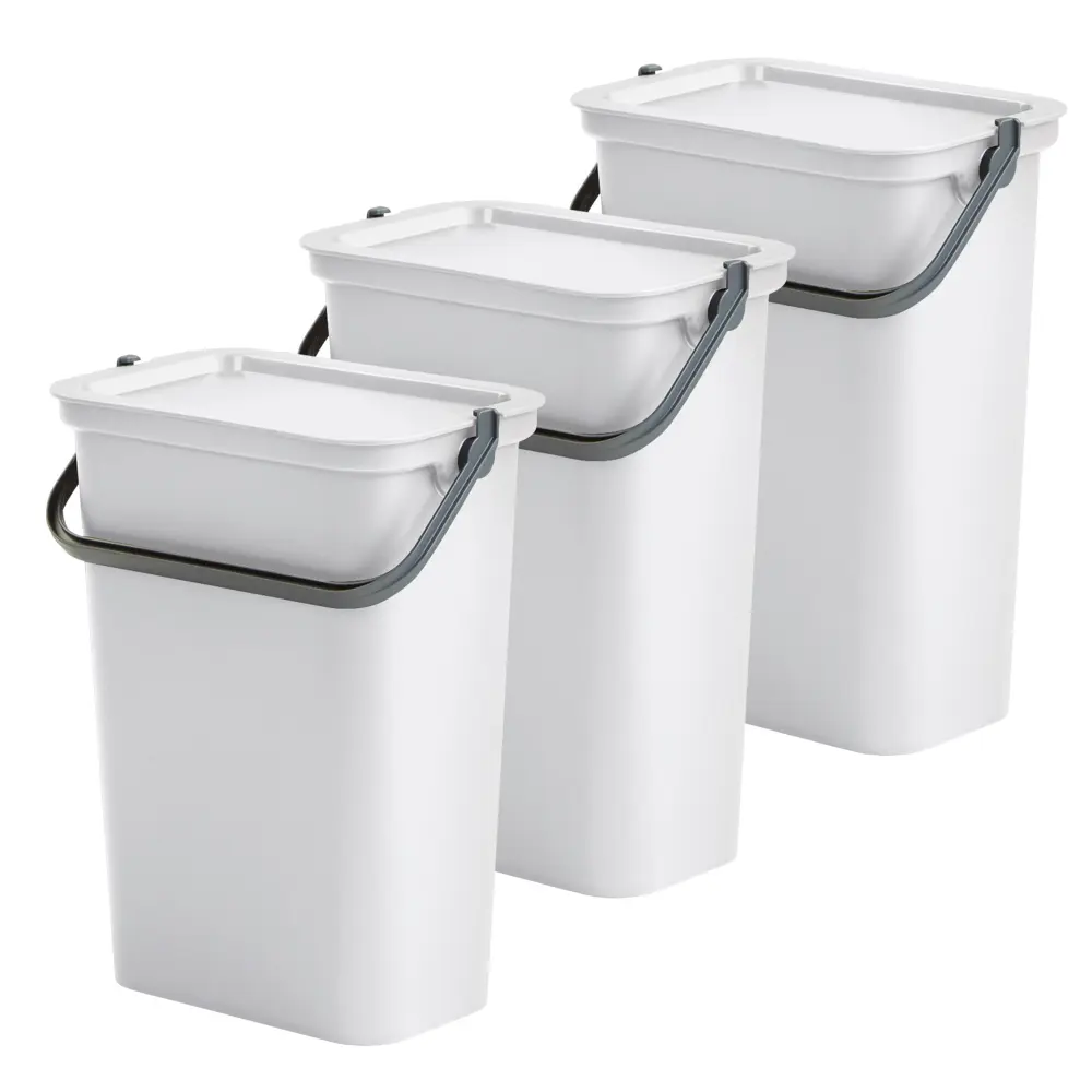 Gran Capacidad Tontarelli set de 3 papeleras blanco de 10l c/u - moda