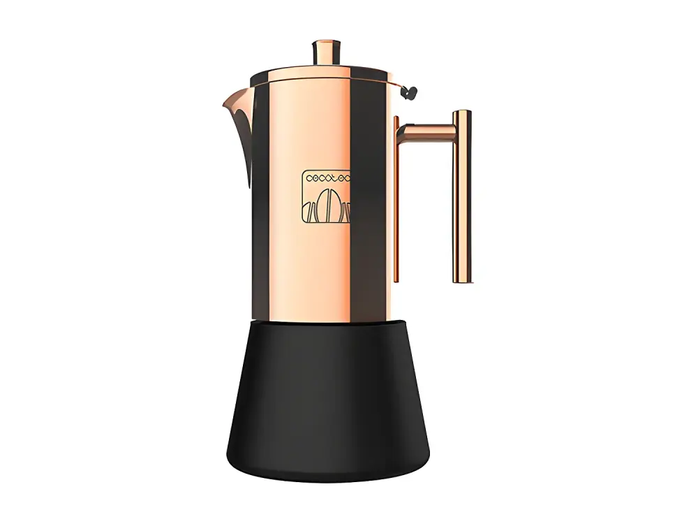 Cafetera Italiana Moking 200. Fabricada en Acero INOX, Apto para Cocinas de Gas, Eléctrica o Vitrocerámica, Diseño Eleg...