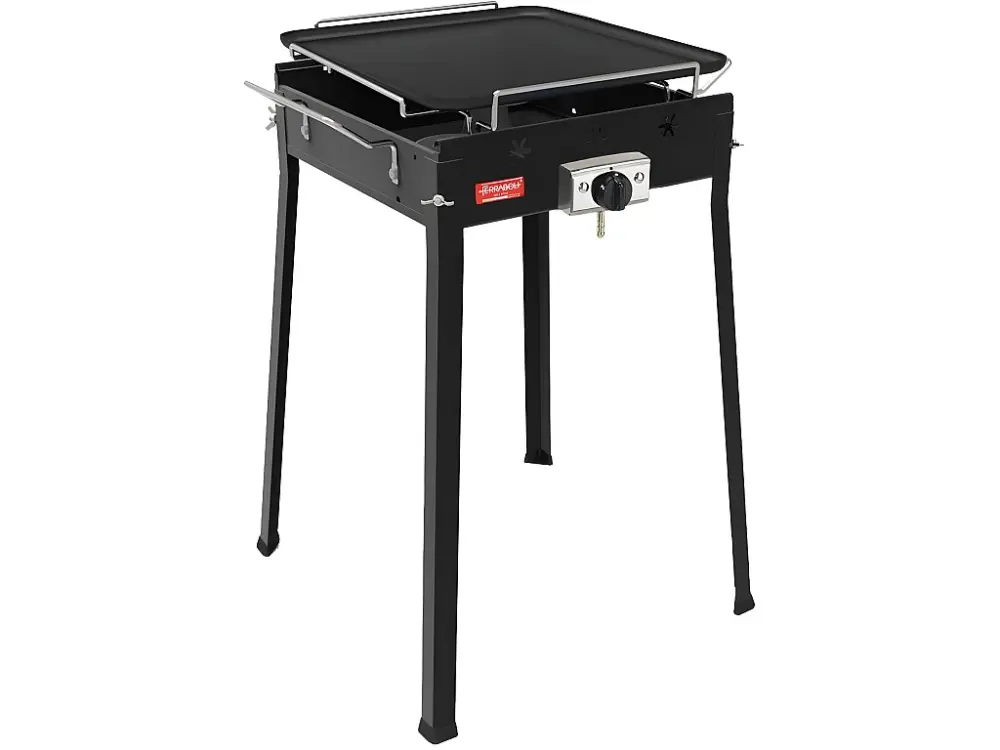 Plancha de Gas 'Mono' de Acero con Soporte, 1 Quemador, 50x49 cm