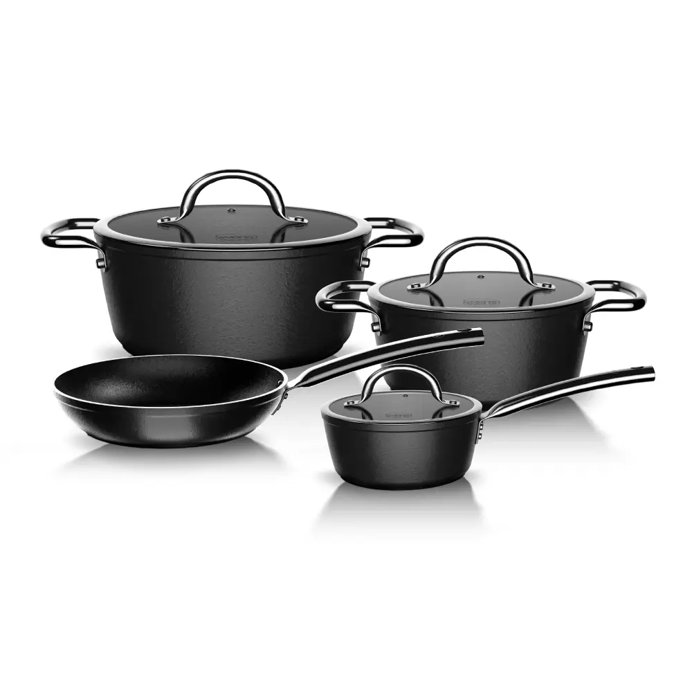 Baterí de Cocina 7 Piezas Aluminio Forjado Ébano