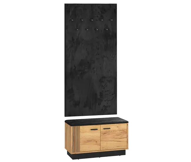 Banco de Entrada Mueble de entrada con perchero y banco zapatero 2 puertas Nilo Madera
