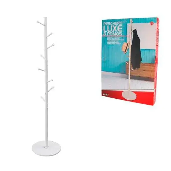Caja de Almacenamiento Perchero Luxe 8 pomos 173 cm blanco