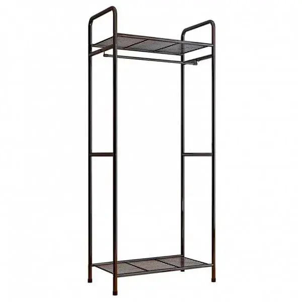 Caja de Almacenamiento Perchero de pie 7house barra+2 estantes negro 172x64,5x38 cm