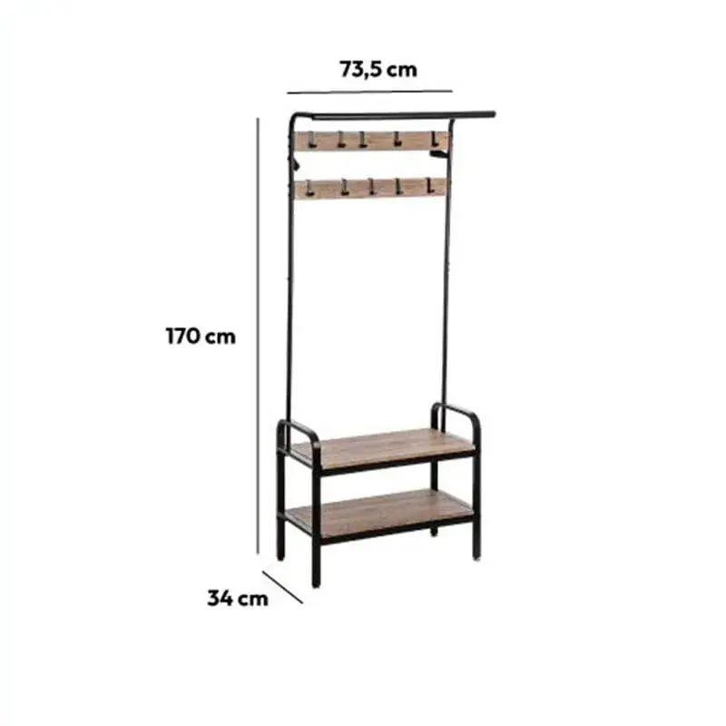 Diseño Moderno y Espacioso Perchero de recibidor Jano 10 ganchos+2 estantes 170x73,5x34 cm