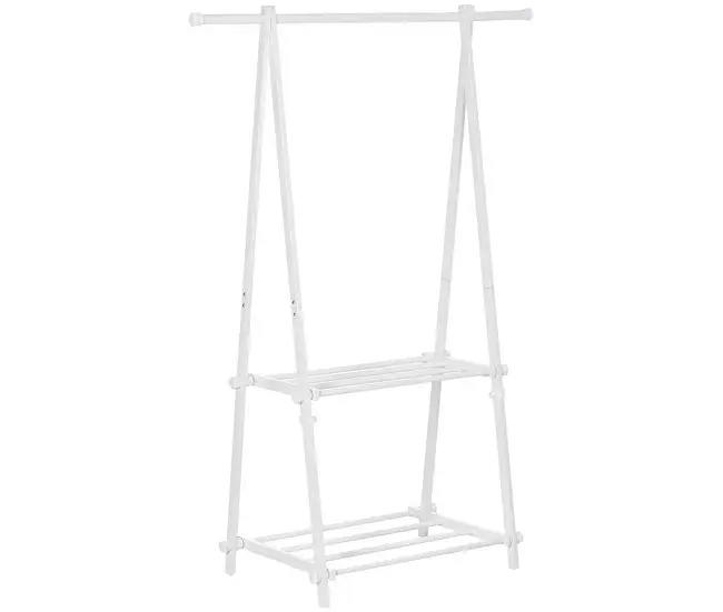 HOMCOM Perchero para Ropa Plegable Perchero de Pie con 2 Estantes y Barra para Colgar Ropa Perchero para Pasillo Dormitori...