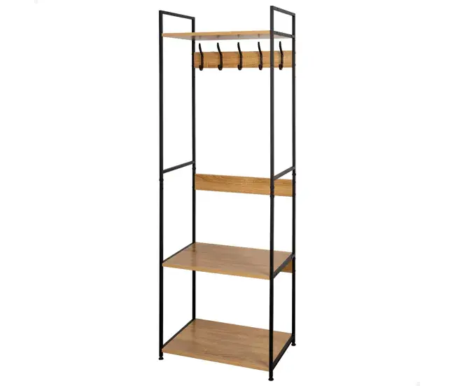 Max Home Perchero zapatero madera y acero 3 estantes 60x40x175 cm Organización Vertical