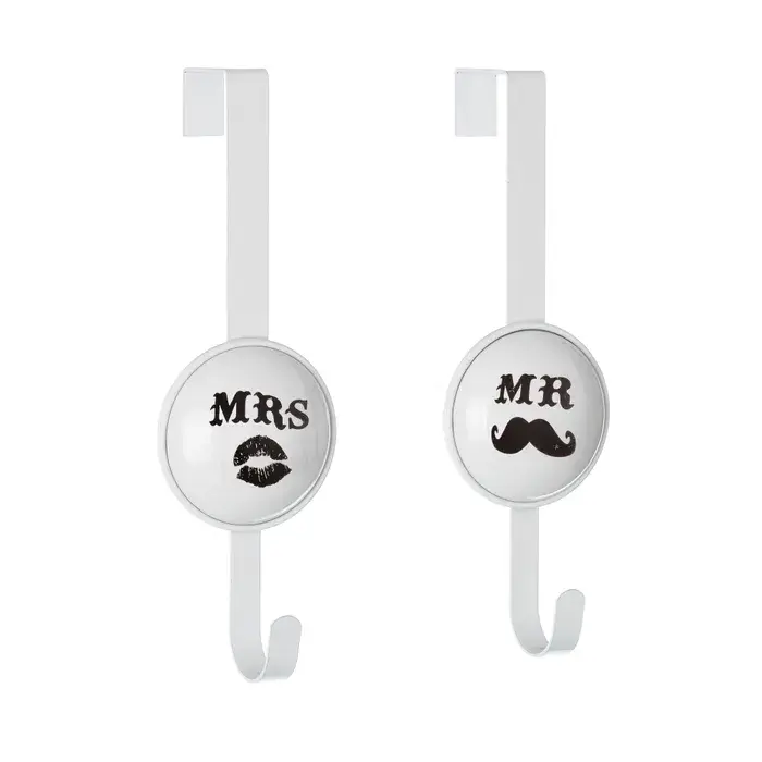 Percha puerta 2/m acero blanco 9 x 8,50 x 27 cm