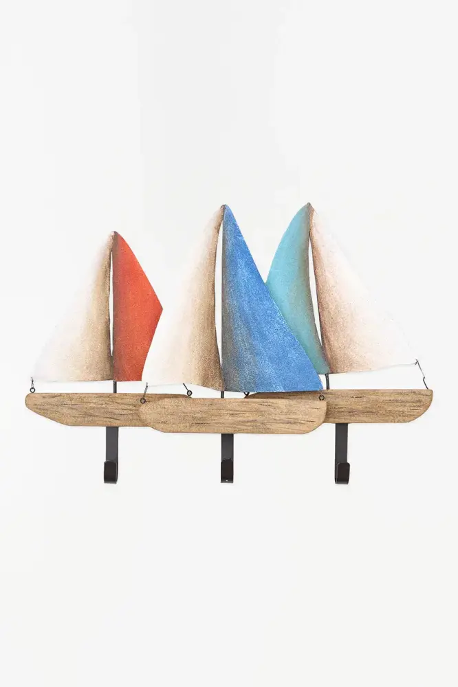 Perchero con forma de veleros de madera y metálico para Armario y Ropero