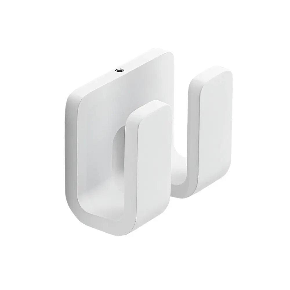 Perchero doble en latón, acero inoxidable y Cromall Outline de Gedy - Blanco mate - Resistente la Humedad