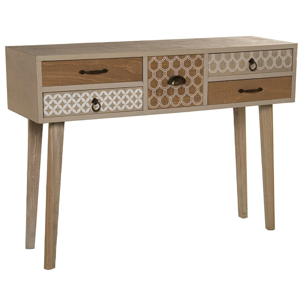 Premium con Acabado Antideslizante MESA ENTRADA MADERA C/5 CAJONE S: ABETO+CONTRACH.+ PATAS PINO