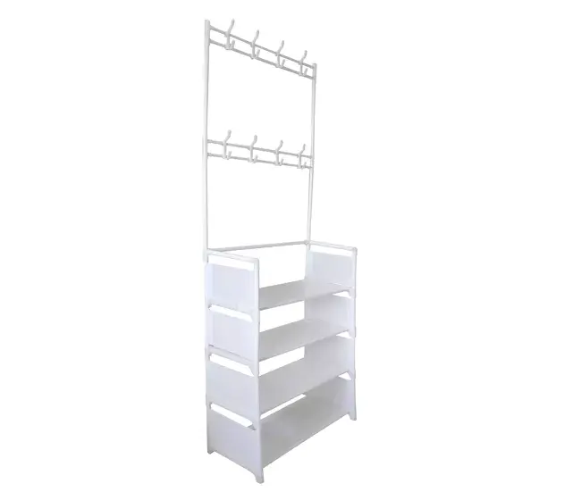 Recibidor Perchero de Entrada Nyana Home 4 Baldas 8 Colgadores con Bandeja Superior