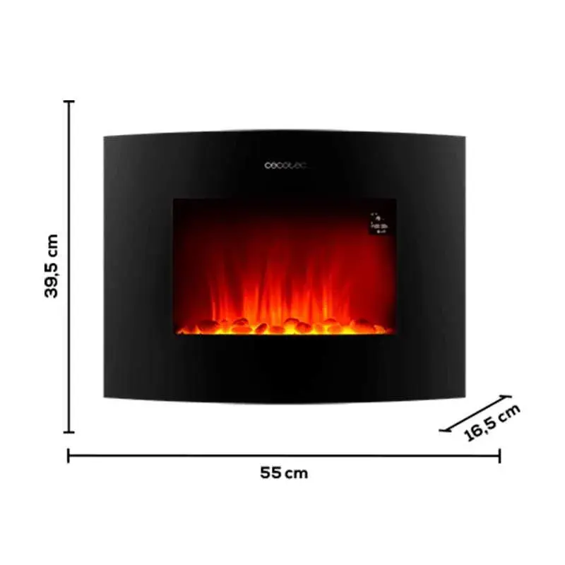 Chimenea eléctrica decorativa Ready Templado 2250 Curved Flames Connected Cecotec 2000W control ví App