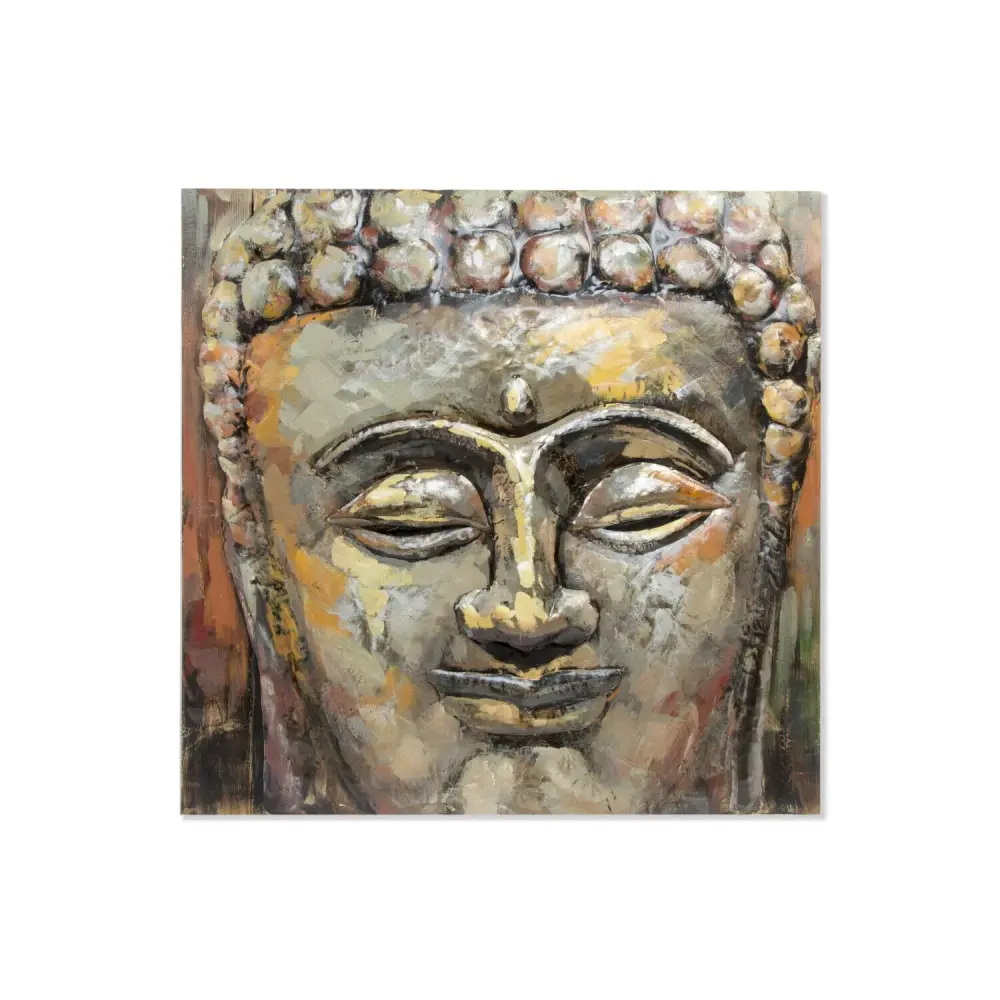 CUADRO MADERA METÁLICO 80X80X7 BUDA PINTADO MANO