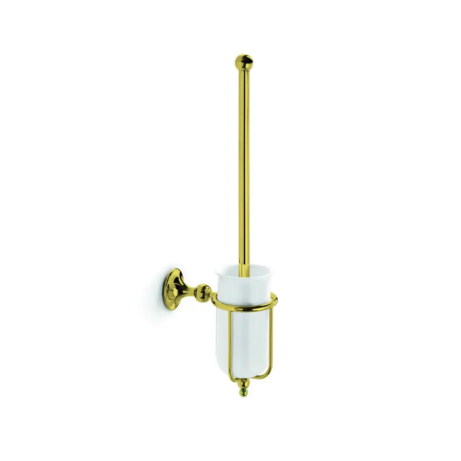 Supporto per portascopino wc con scopino Venessia Lineabeta ottone oro