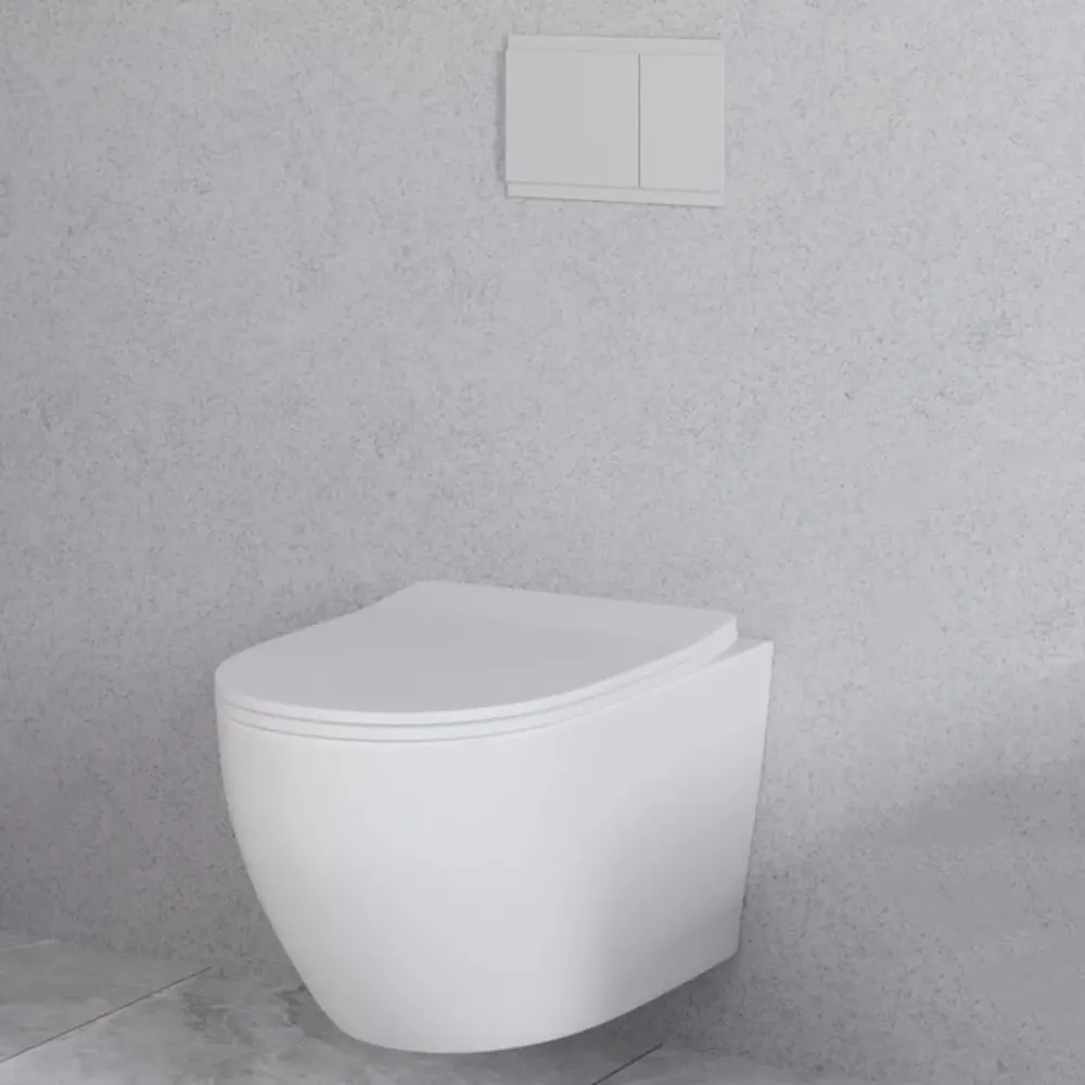 Vaso sospeso senza brida con Copriwater Delicado Close BathCore serie Aria 52x37 cm - Bianco Opaco