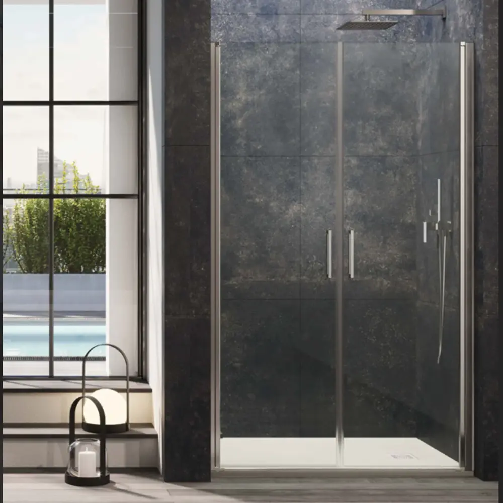 Porta doccia con apertura saloon modello Ermes da 100 cm cristallo trasparente temperato 6 mm