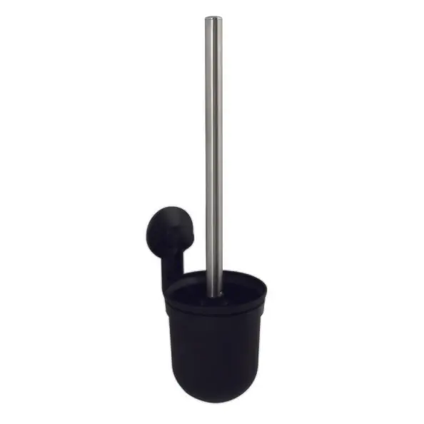 Porta spazzola con ventosa Pvc da parete colore nero opaco