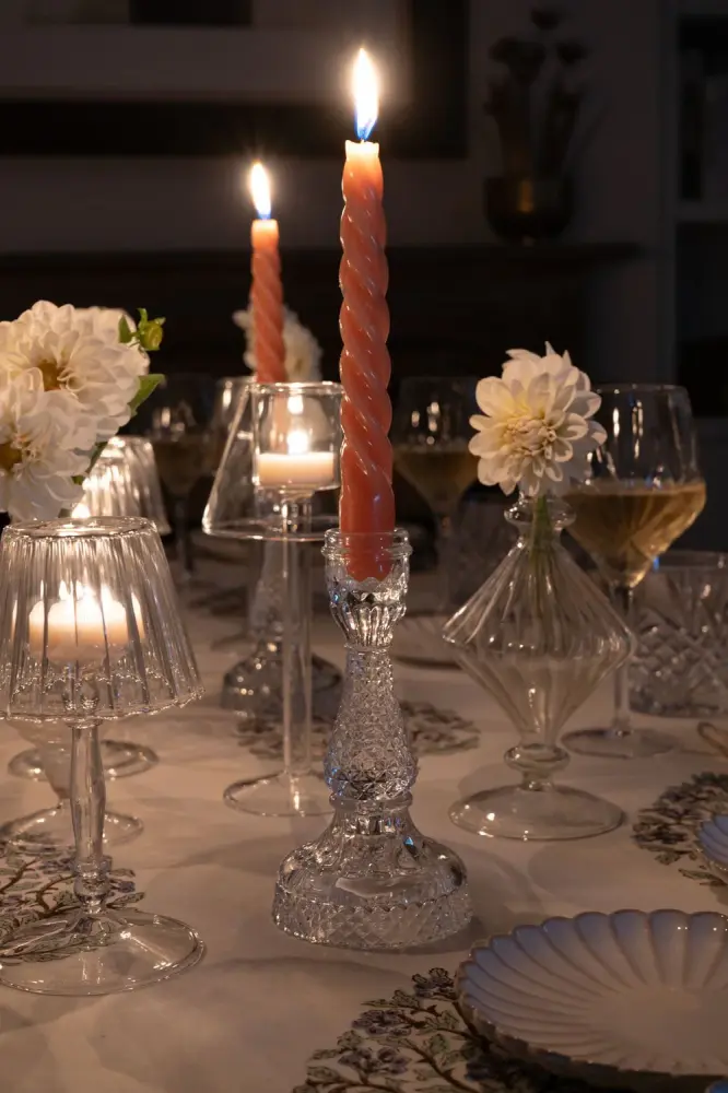 Candelabro de Cristal com Design de Dois Picos Transparente