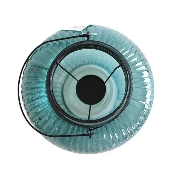 Farol portavelas Home Styling con asa cristal verde